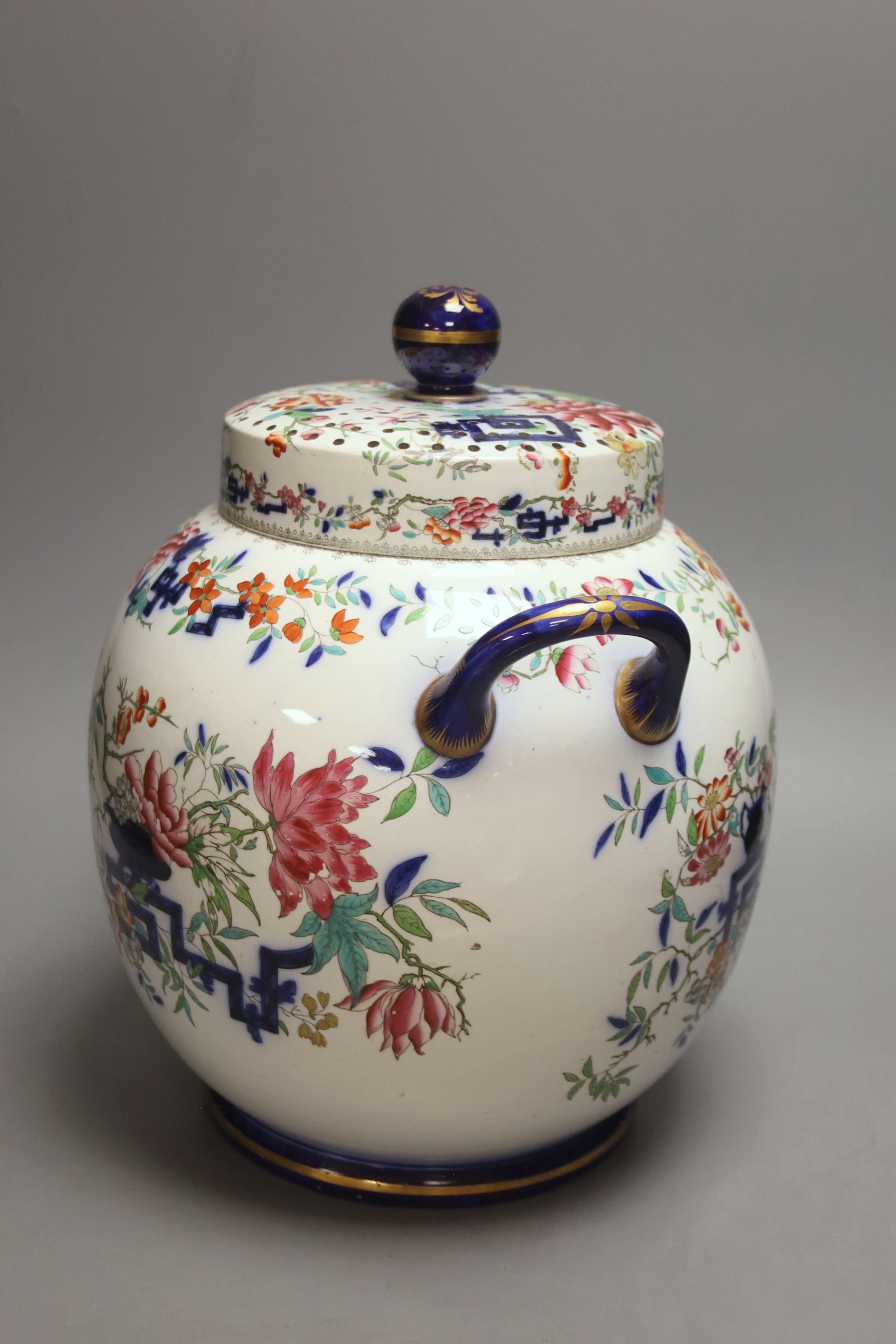 A large Minton stone china pot pourri jar and cover, height 33cm